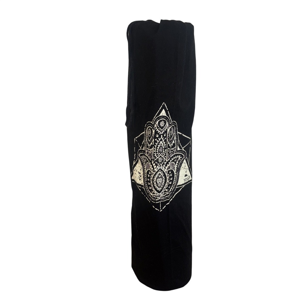 Yoga Design Lab Hamsa Hand Yoga Mat Bag Blk Canvas Drawstring Carrier Accessory